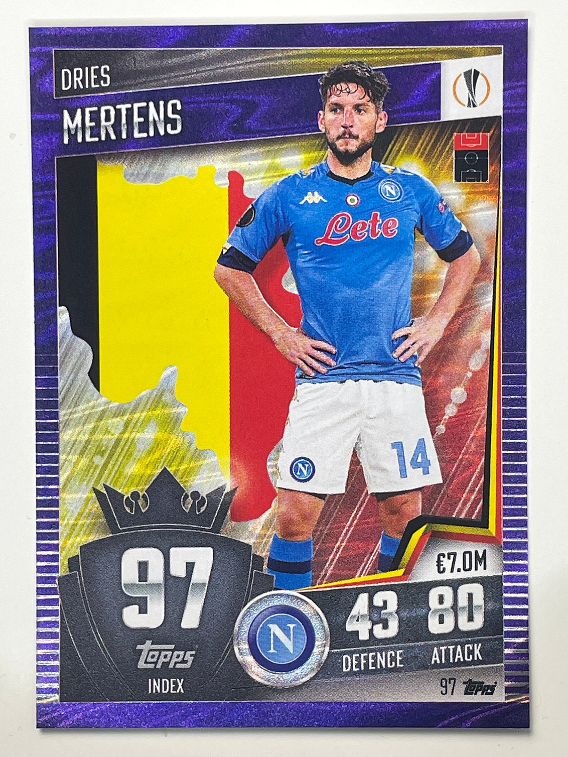 97. Dries Mertens (SSC Napoli) Football Card &#8211; Purple Parallel Match Attax 101 2021 Card