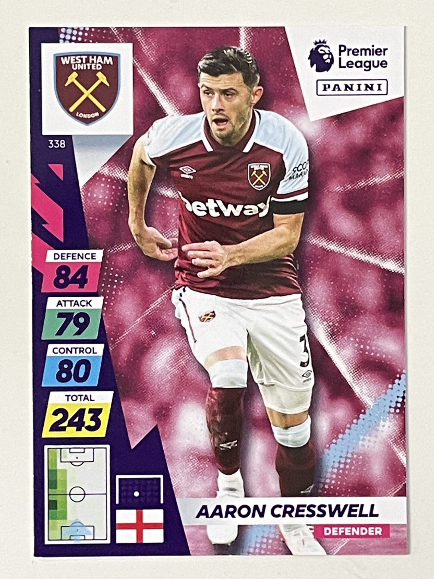 Aaron Cresswell West Ham Base Panini Adrenalyn XL PLUS Premier League 2021 2022