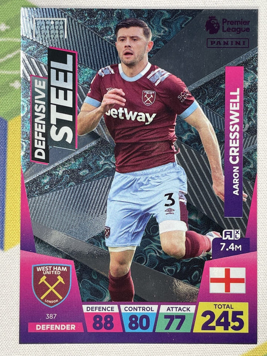 Aaron Cresswell West Ham Defensive Steel Panini Premier League Adrenalyn XL 2023 Card