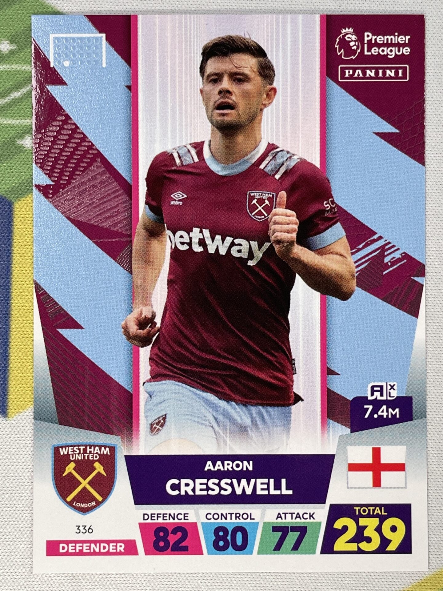 Aaron Cresswell West Ham Panini Premier League Adrenalyn XL 2023 Card