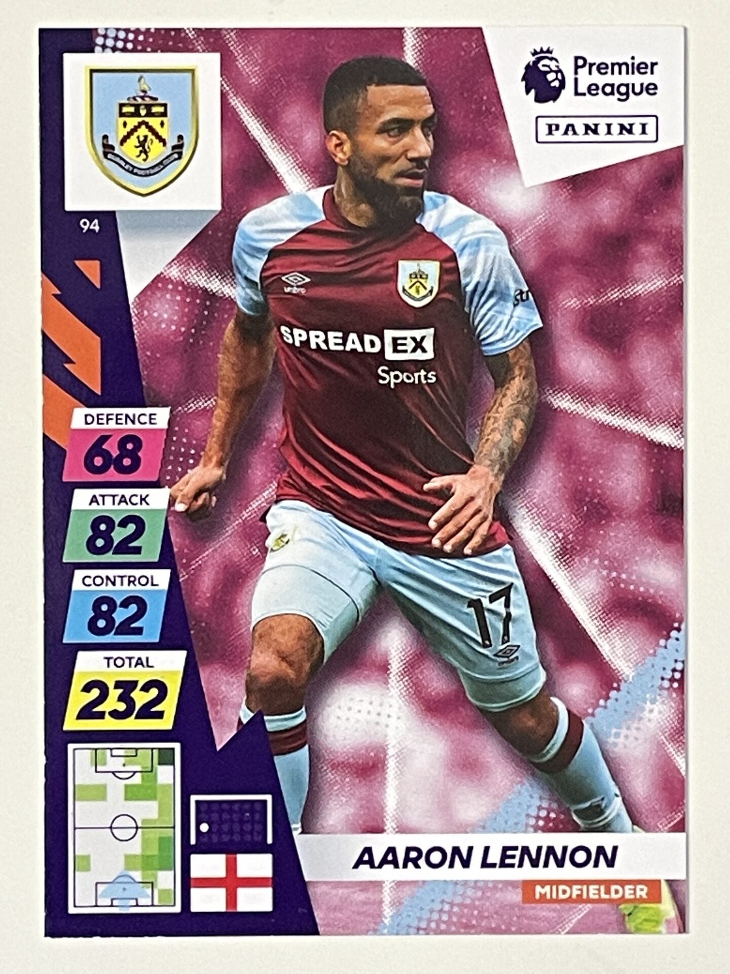 Aaron Lennon Burnley Base Panini Adrenalyn XL PLUS Premier League 2021 2022