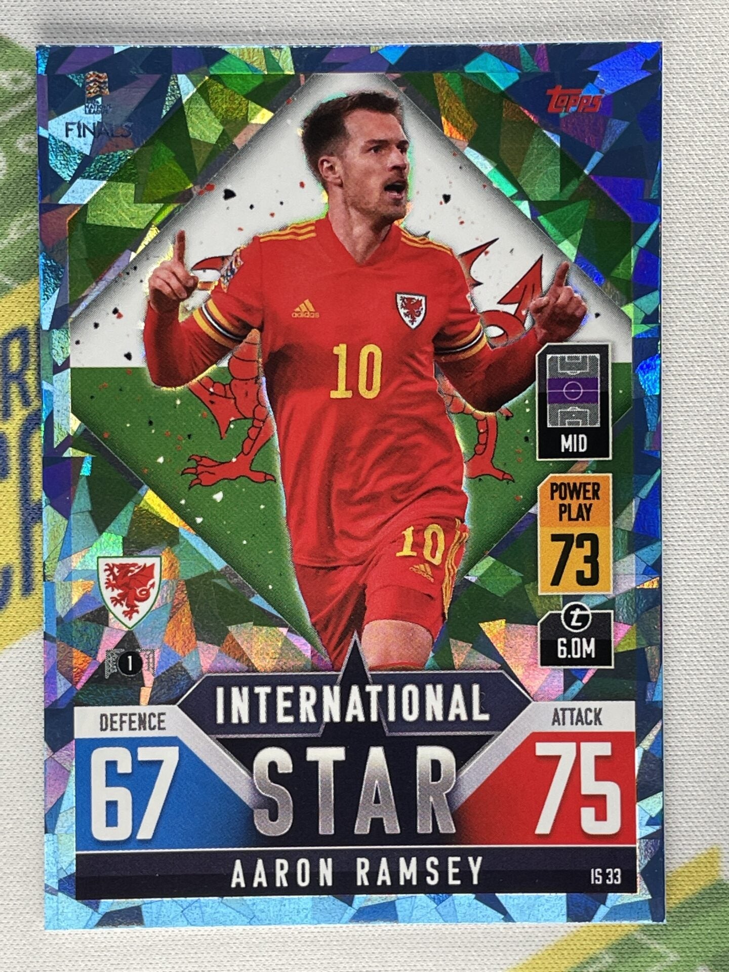 Aaron Ramsey Wales Crystal Foil Parallel Topps Match Attax 101 Road to Nations League 2022 Card