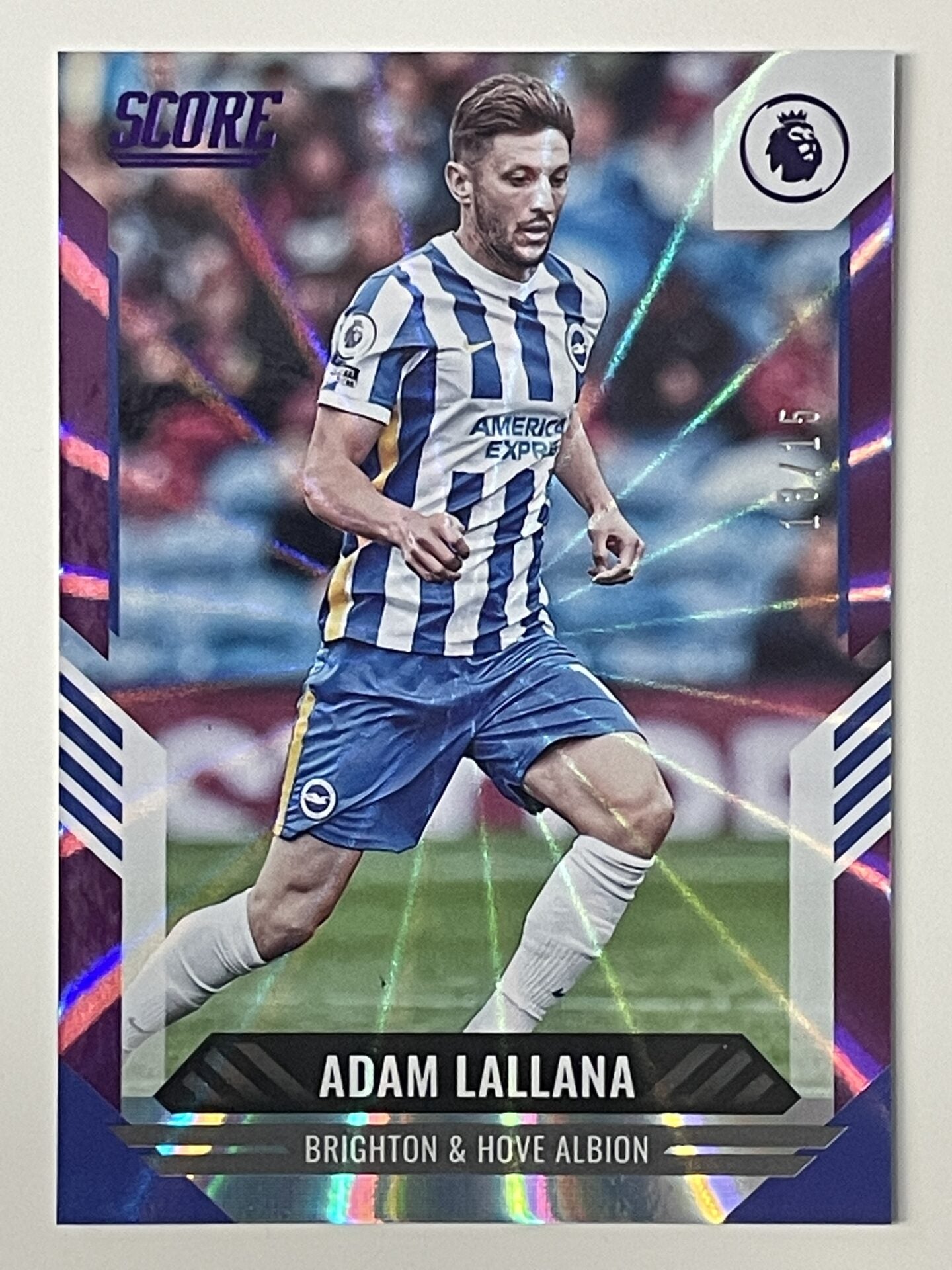 Adam Lallana Brighton Base Purple Laser Parallel Panini Premier League Score 2021 2022