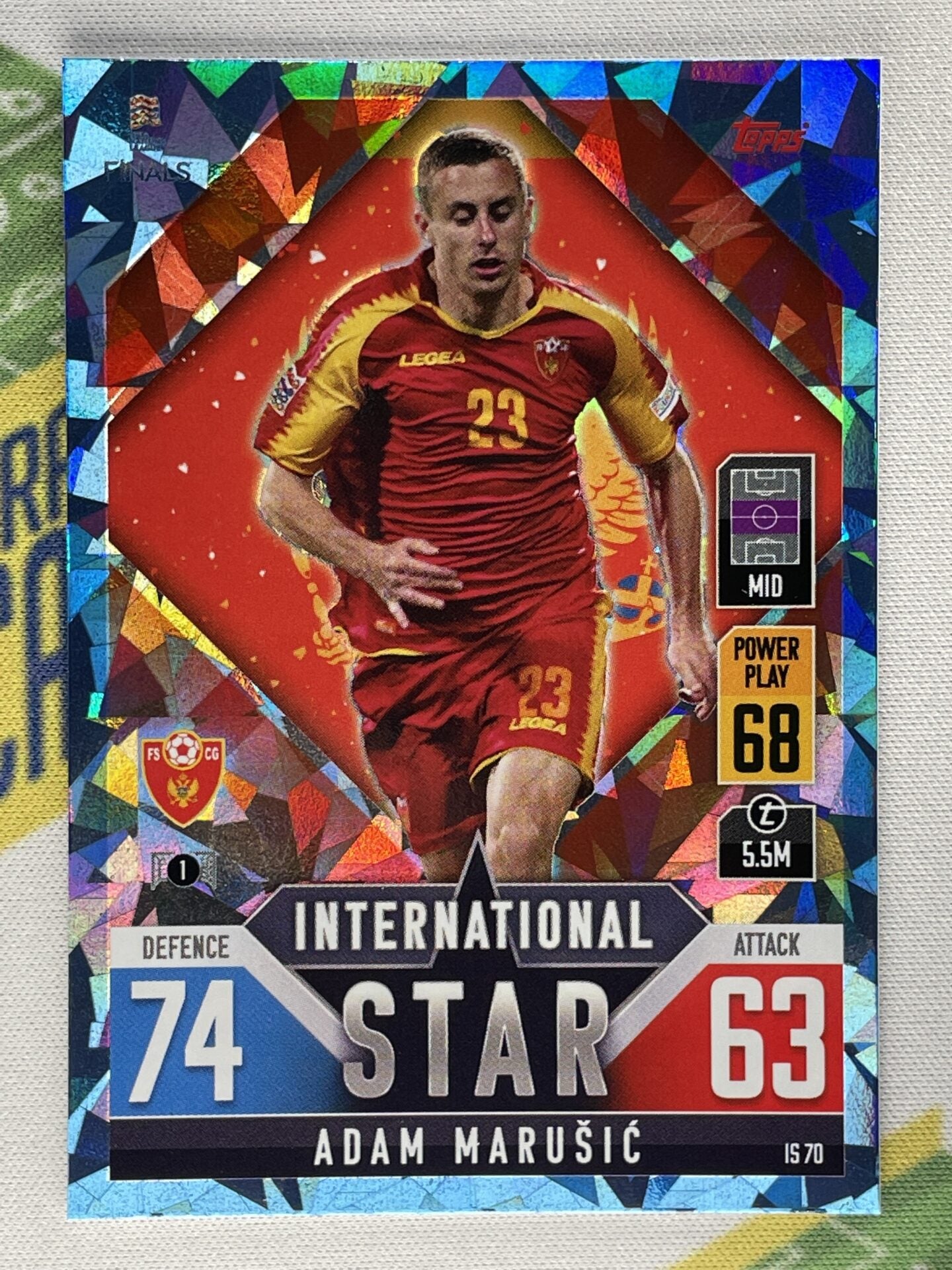 Adam Marusic Montenegro Crystal Foil Parallel Topps Match Attax 101 Road to Nations League 2022 Card