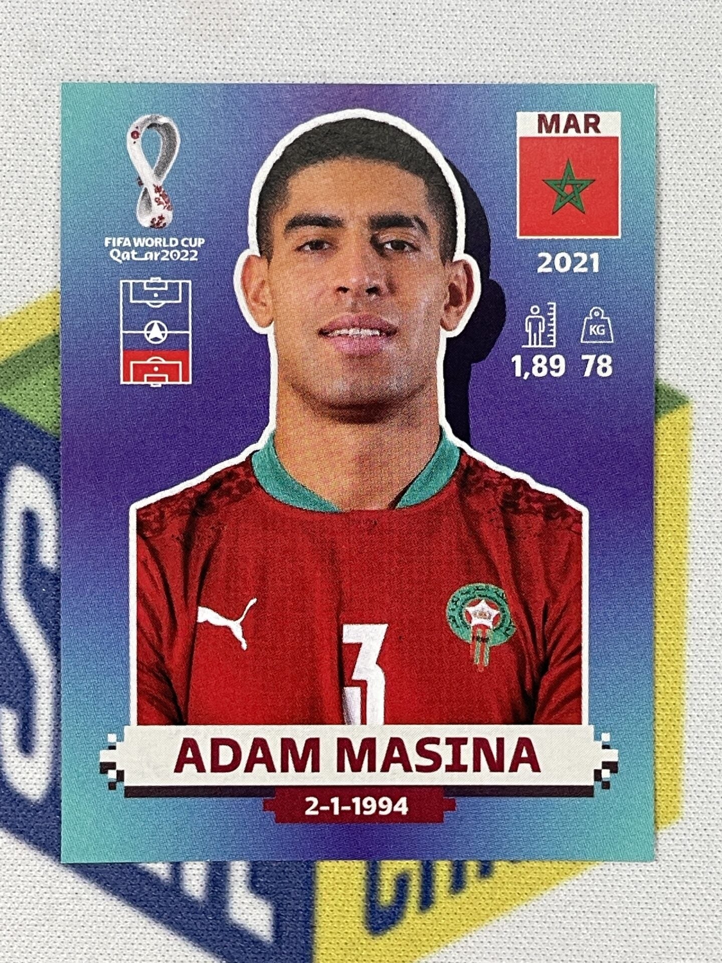 Adam Masina Morocco Panini World Cup 2022 Qatar Stickers