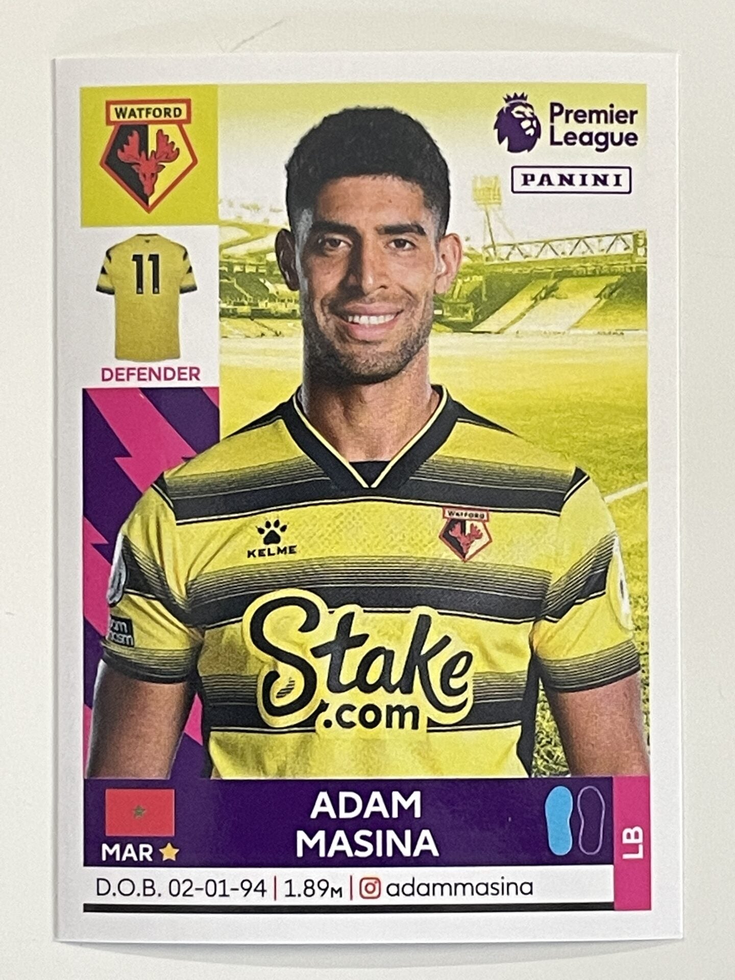 Adam Masina Watford Panini Premier League 2022 Football Sticker