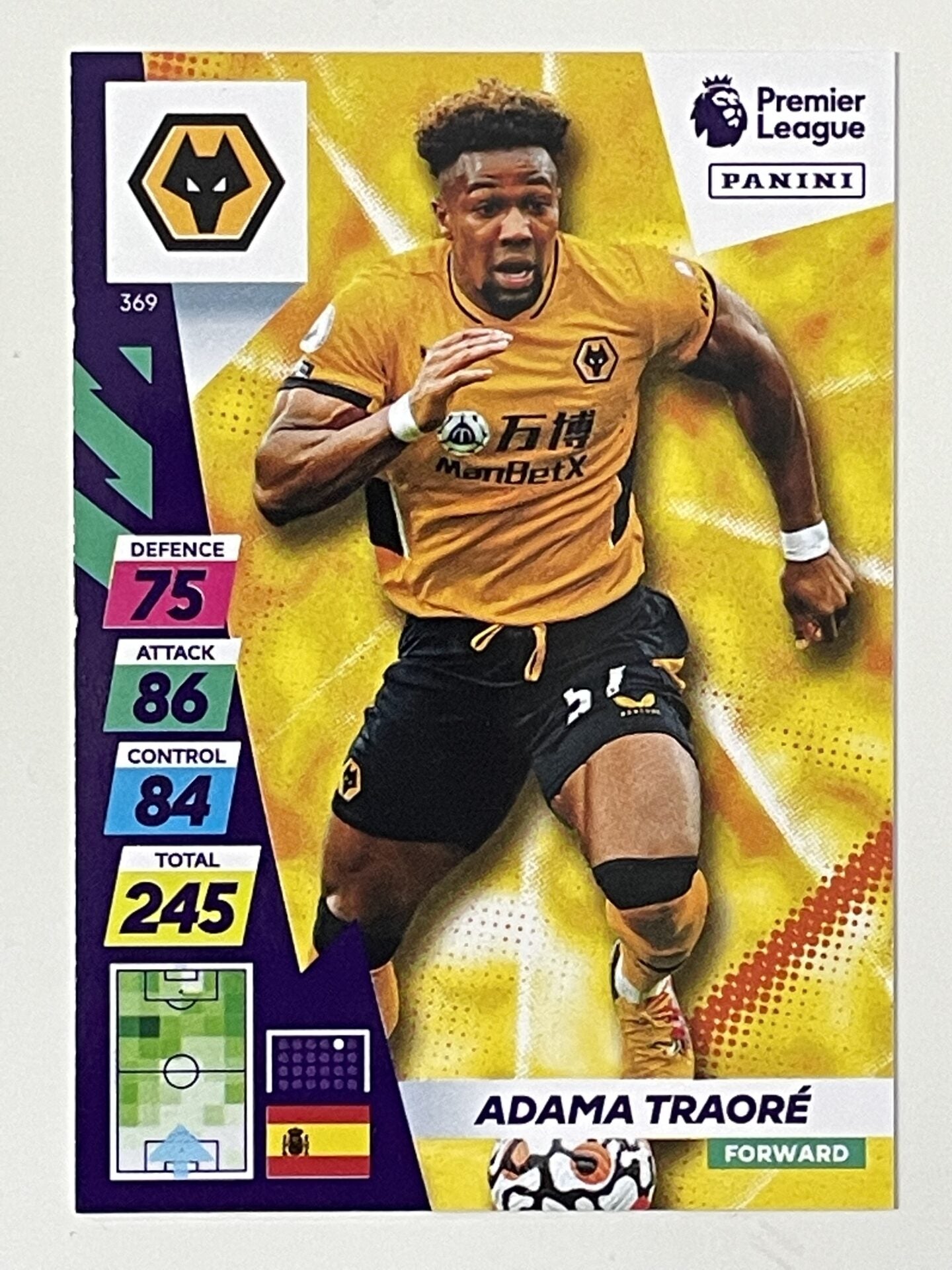 Adama Traore Wolves Base Panini Adrenalyn XL PLUS Premier League 2021 2022