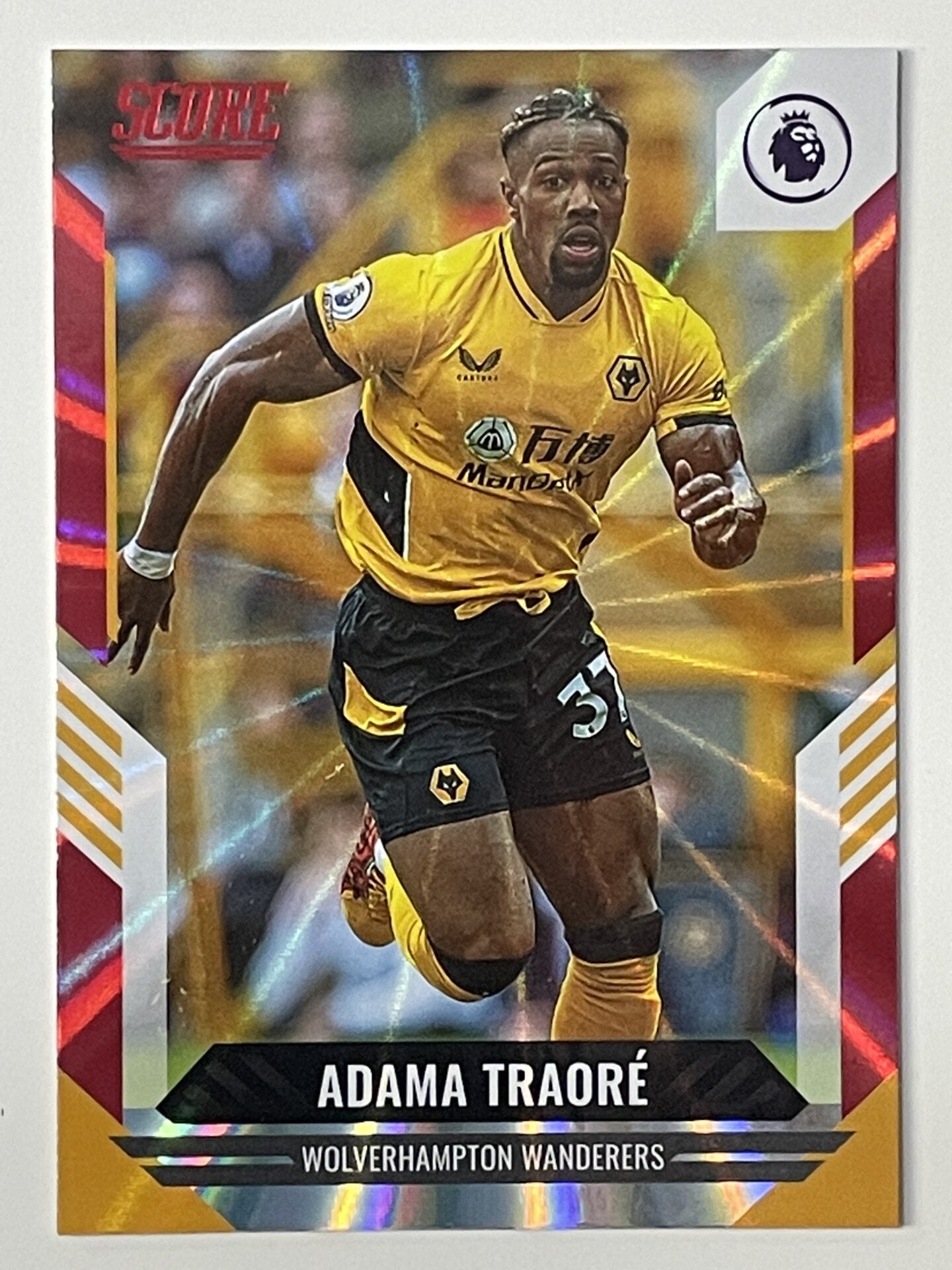 Adama Traore Wolves Base Red Laser Parallel Panini Premier League Score 2021 2022