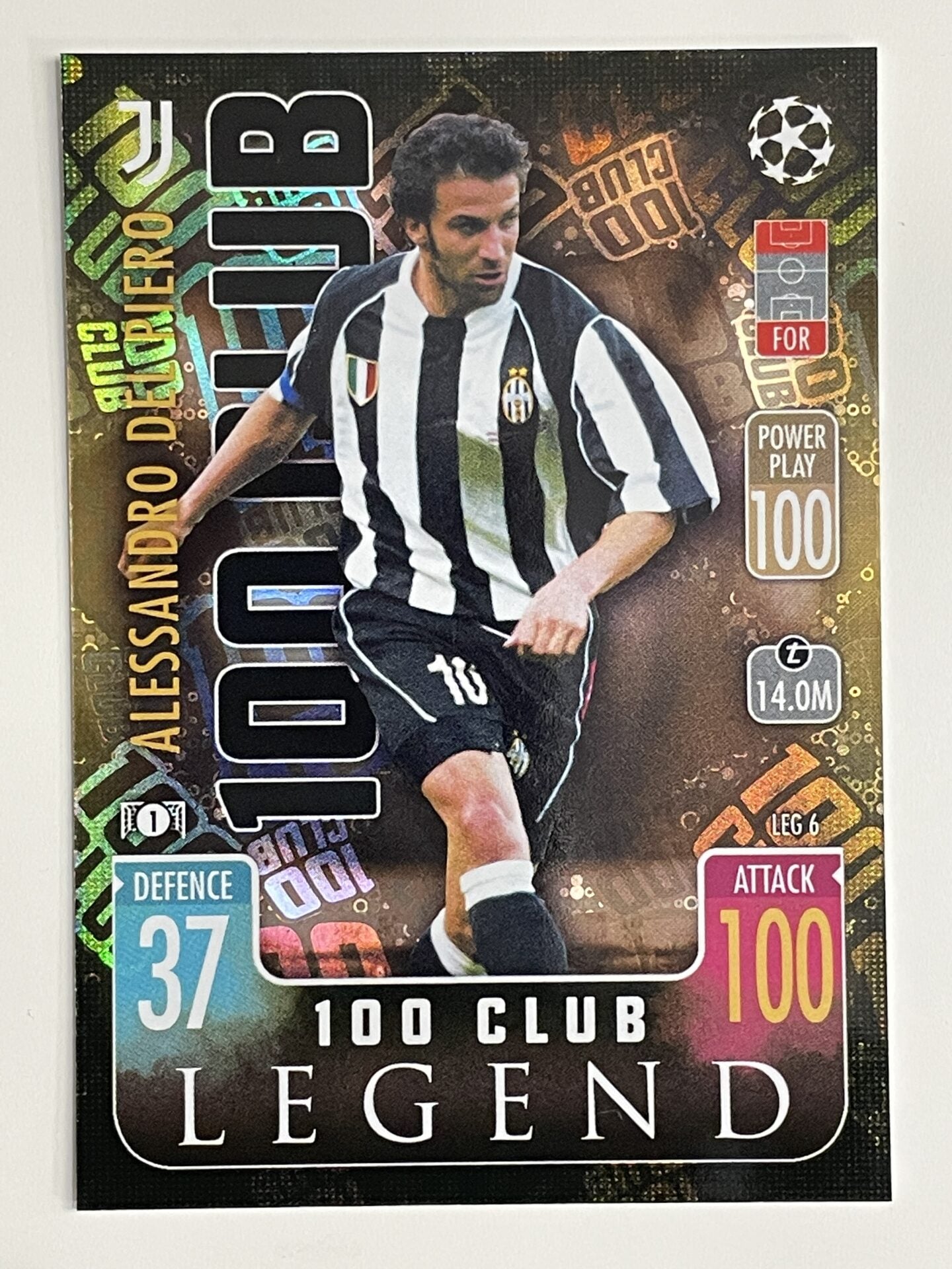 Alessandro Del Piero Juventus 100 Club Legend Topps Match Attax Extra 2021:22 Champions League Card