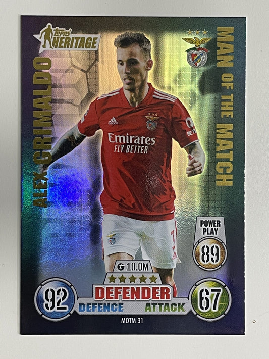 Alex Grimaldo Benfica Man of the Match Heritage Topps Match Attax Extra 2021:22 Champions League Card