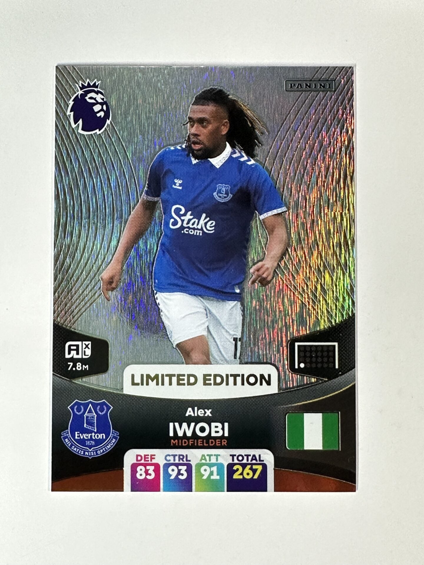 Alex Iwobi Everton Limited Edition Panini Premier League Adrenalyn XL 2024 Card