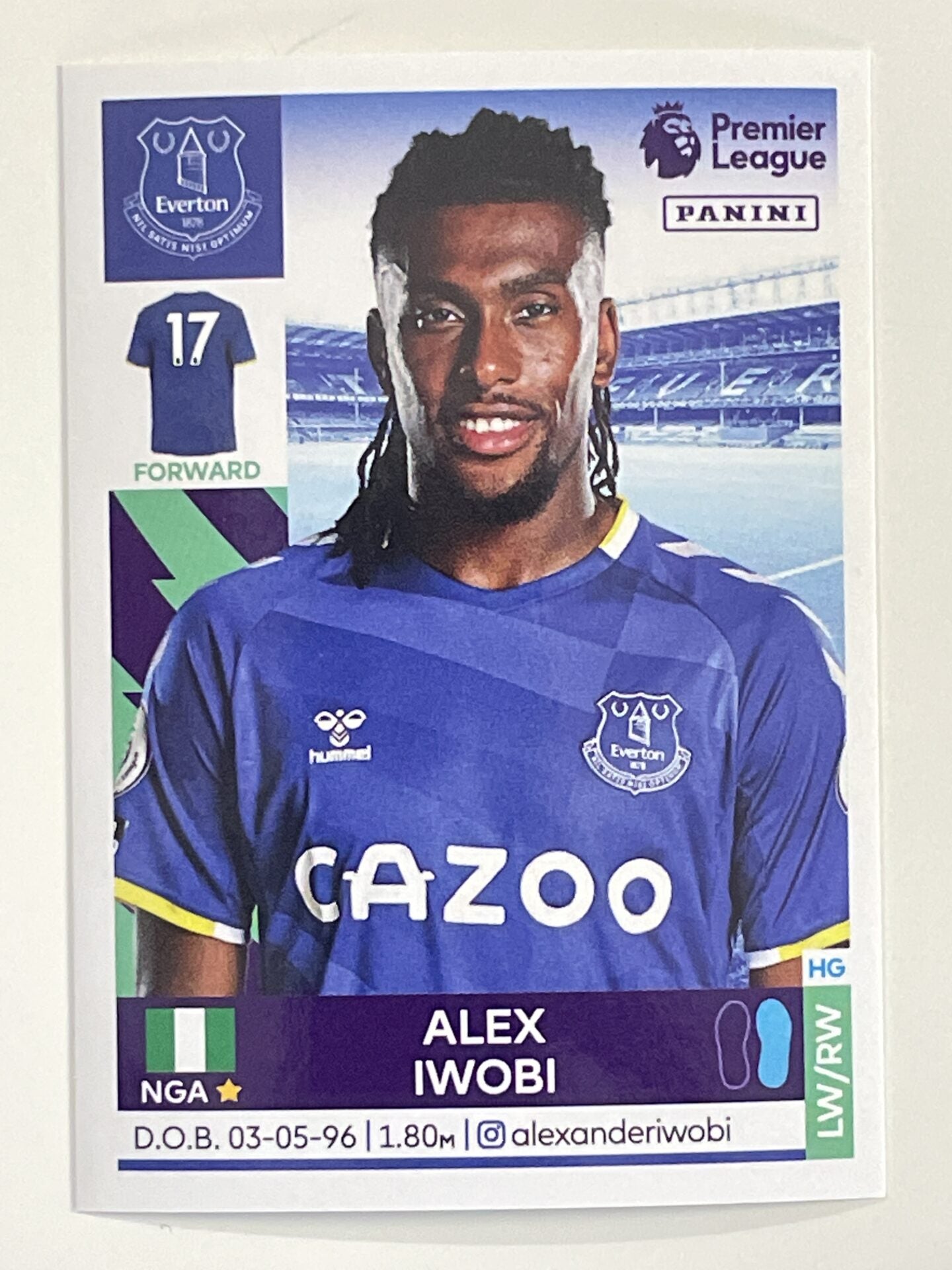 Alex Iwobi Everton Panini Premier League 2022 Football Sticker