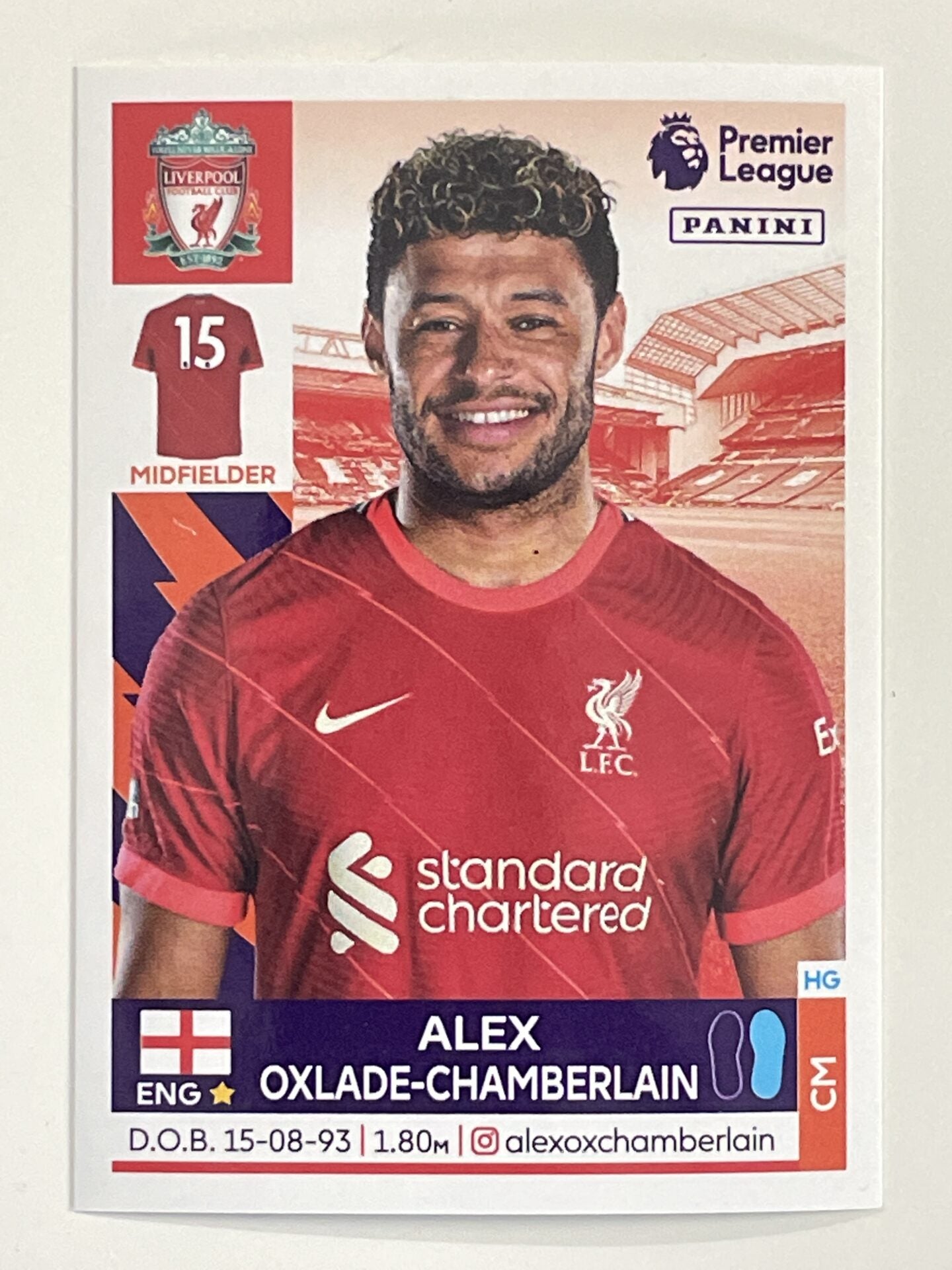 Alex Oxlade-Chamberlain Liverpool Panini Premier League 2022 Football Sticker