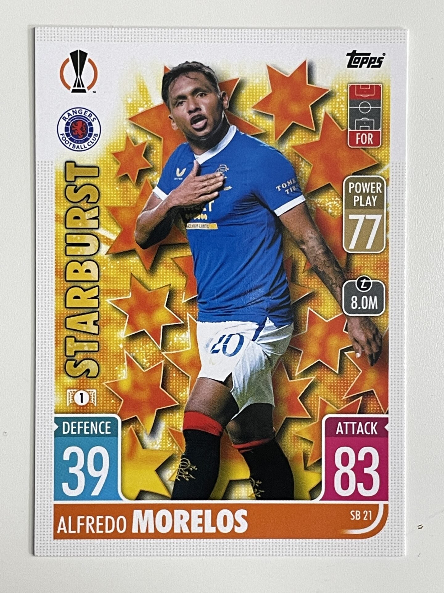 Alfredo Morelos Rangers Starburst Topps Match Attax Extra 2021:22 Champions League Card