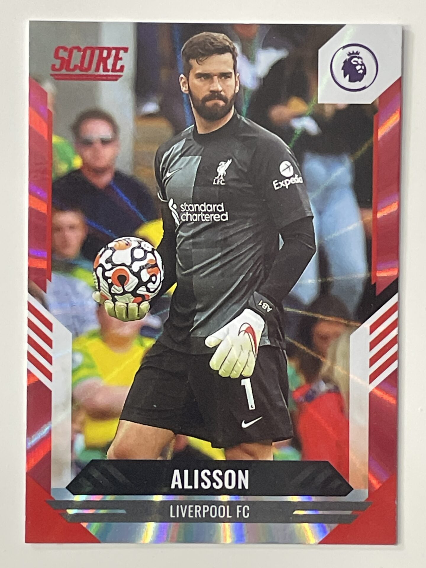 Alisson Liverpool Base Red Laser Parallel Panini Premier League Score 2021 2022