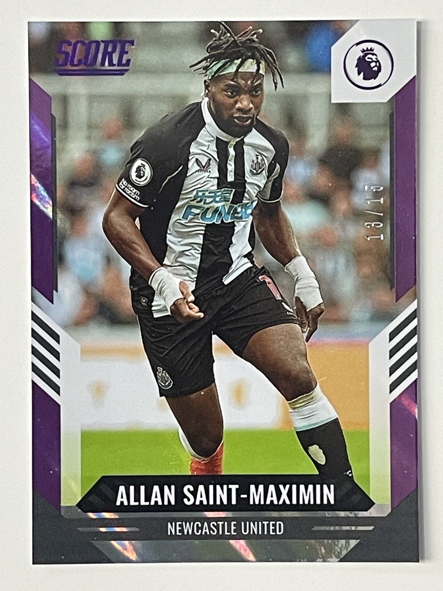 Allan Saint-Maximin Newcastle United Base Purple Lava Parallel Panini Premier League Score 2021 2022