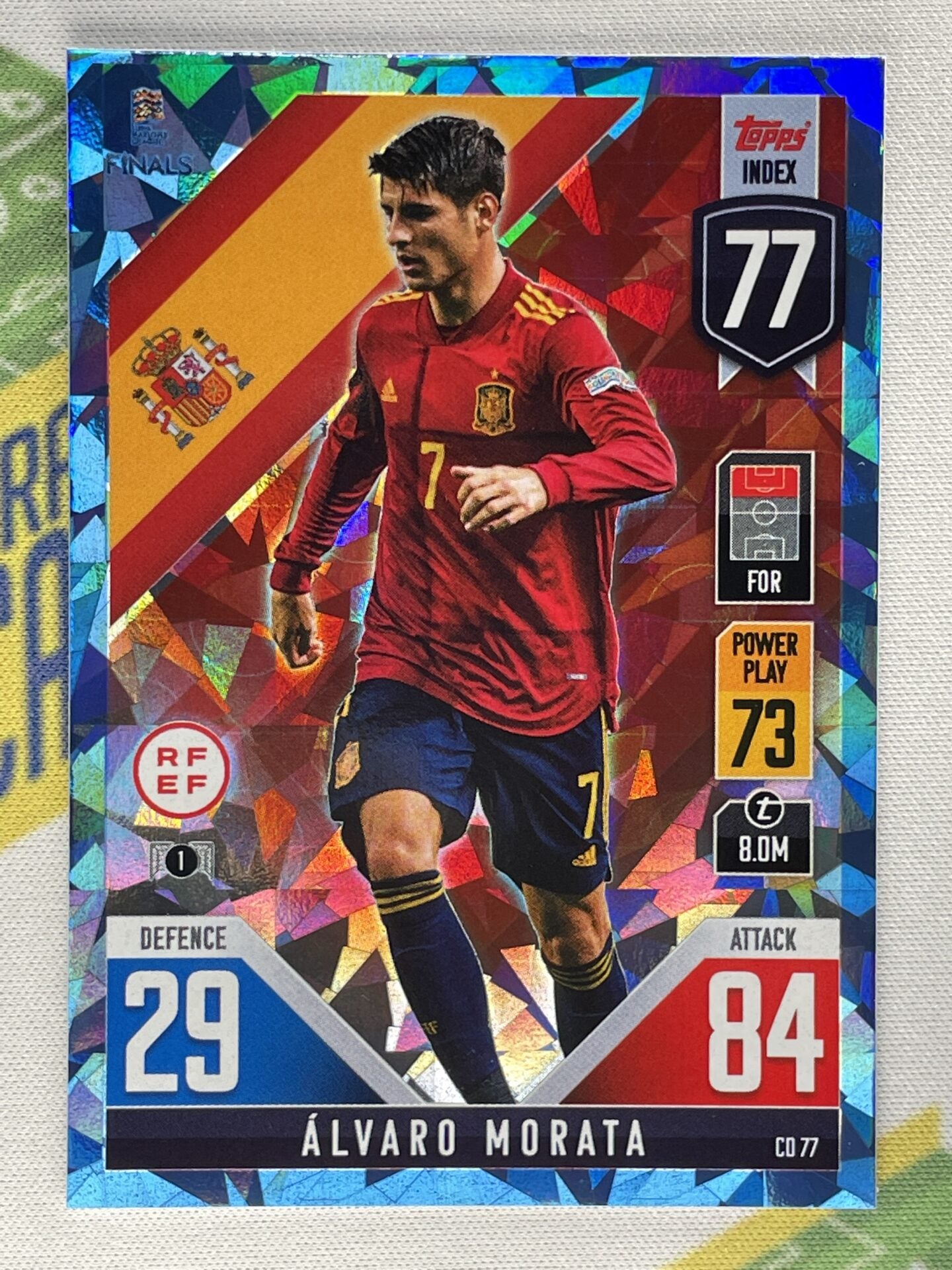 Alvaro Morata Spain Crystal Foil Parallel Topps Match Attax 101 Road to Nations League 2022 Card