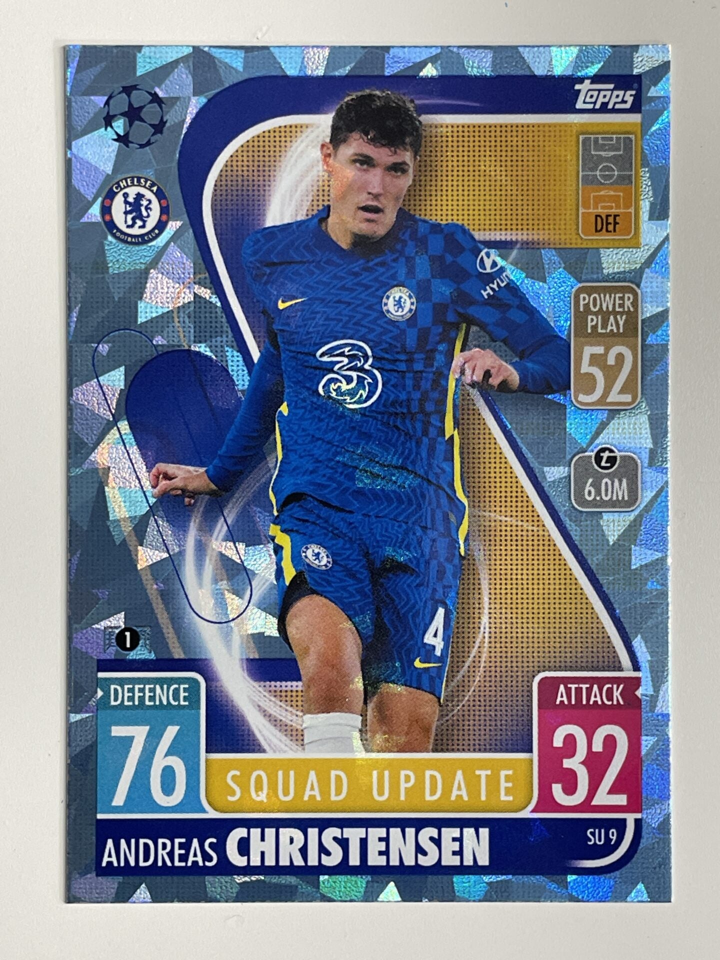 Andreas Christensen Chelsea FC Base Crystal Foil Parallel Topps Match Attax Extra 2021:22 Champions League Card