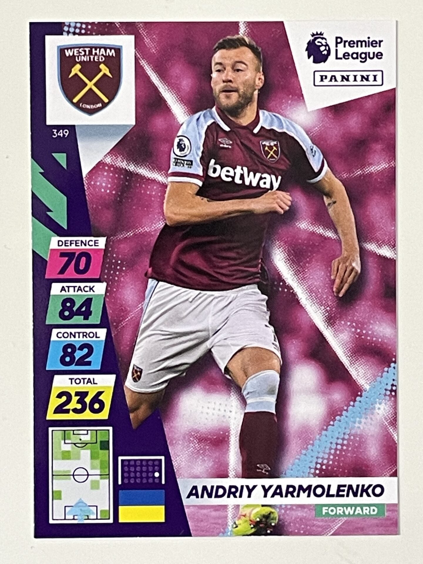 Andriy Yarmolenko West Ham Base Panini Adrenalyn XL PLUS Premier League 2021 2022