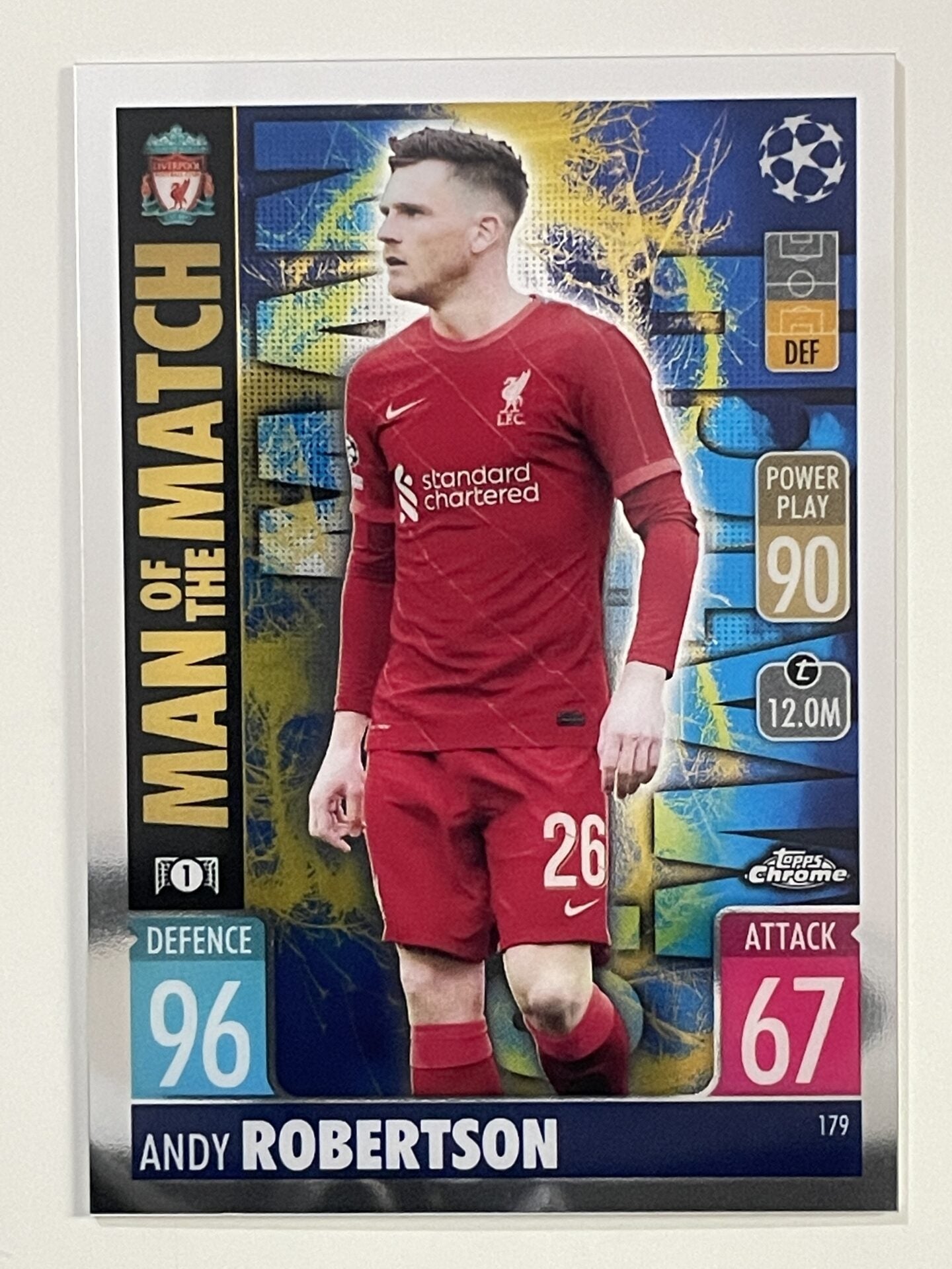 Andy Robertson Man of the Match Liverpool Topps Match Attax Chrome 2021 2022 Football Card