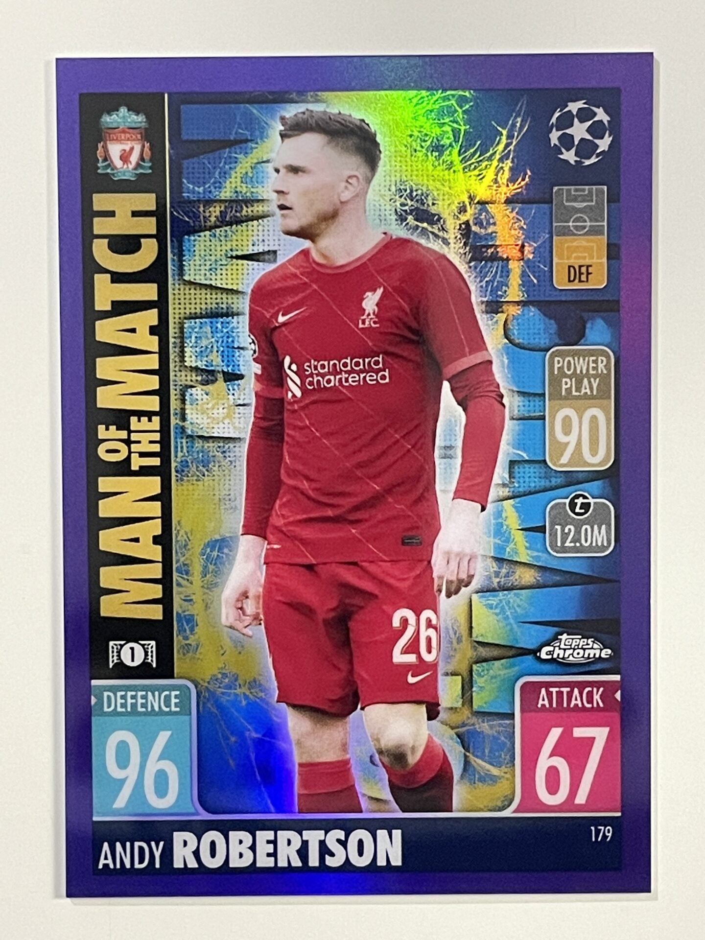 Andy Robertson Man of the Match Purple Parallel Topps Match Attax Chrome 2021 2022