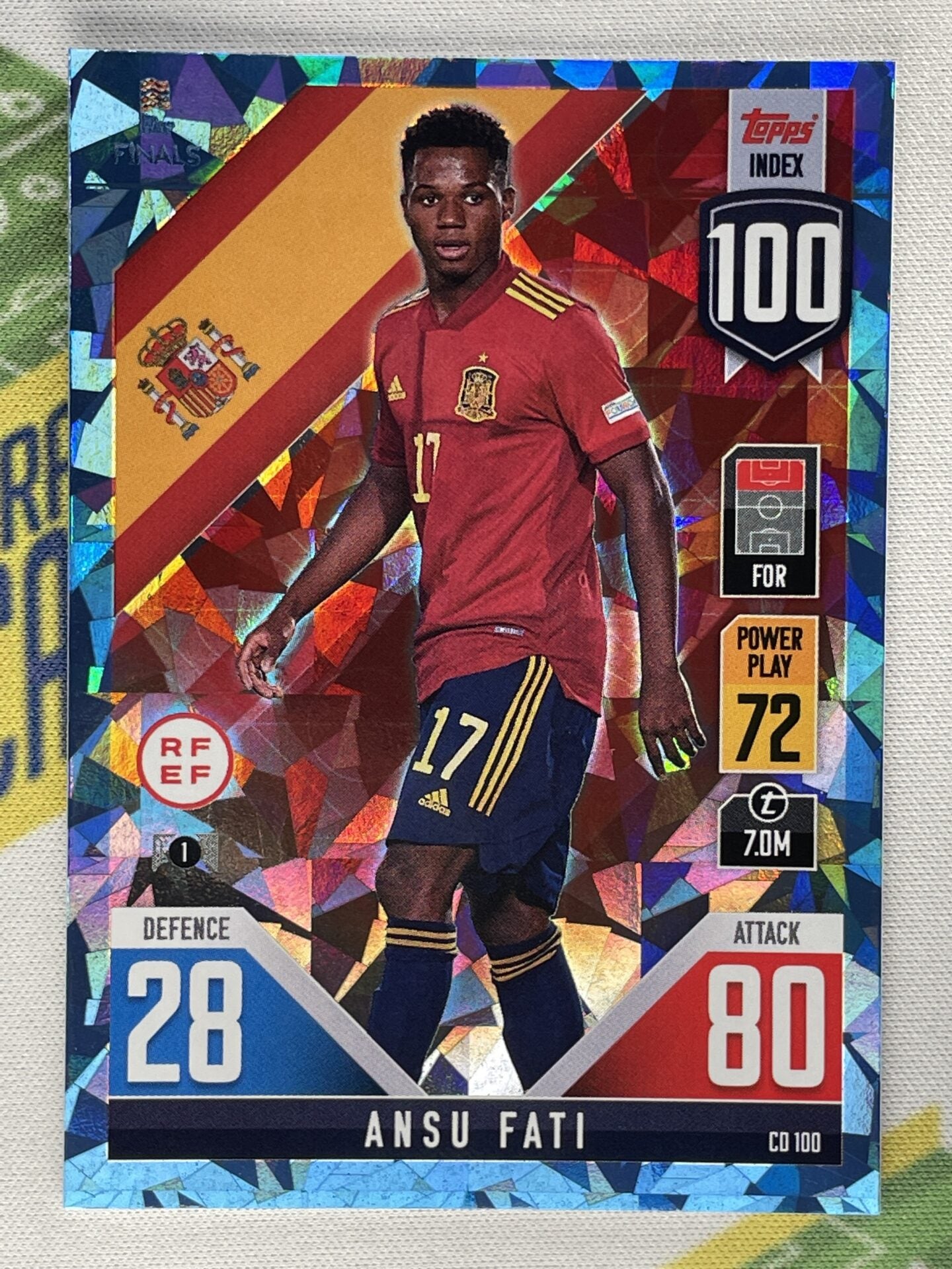 Ansu Fati Spain Crystal Foil Parallel Topps Match Attax 101 Road to Nations League 2022 Card