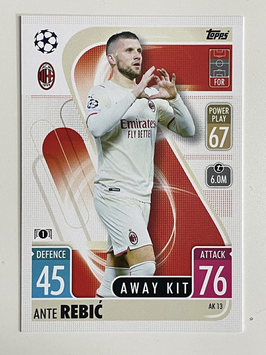 Ante Rebic AC Milan Away Kit Topps Match Attax Extra 2021:22 Champions League Card