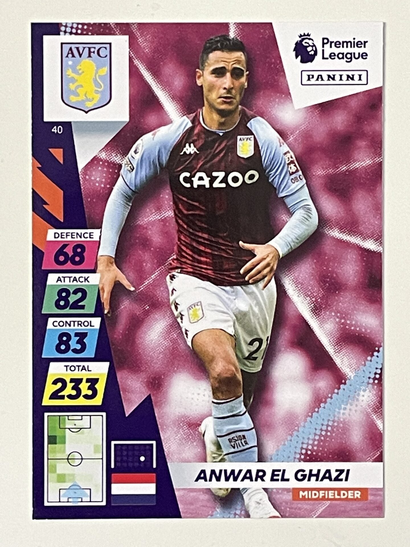 Anwar El Ghazi Aston Villa Base Panini Adrenalyn XL PLUS Premier League 2021 2022