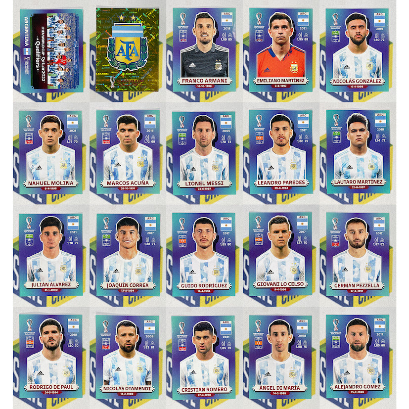 (21) FIFA QATAR Card/Sticker Lot: Team sold Argentina