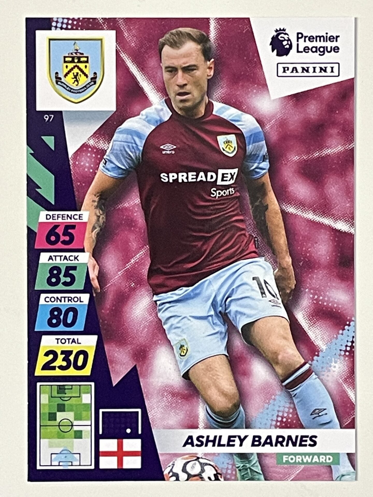 Ashley Barnes Burnley Base Panini Adrenalyn XL PLUS Premier League 2021 202