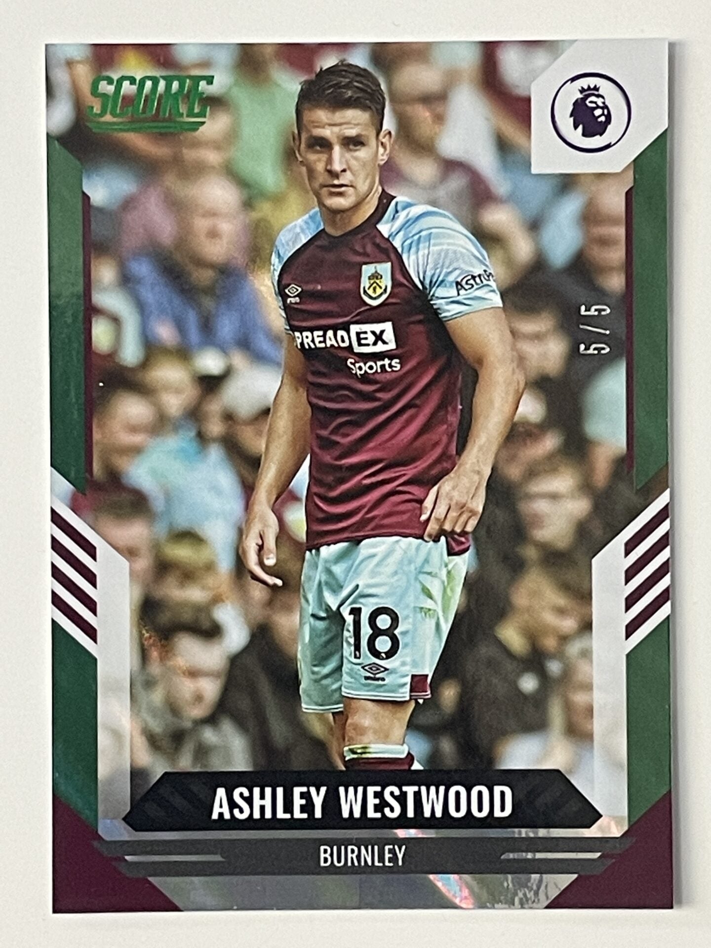 Ashley Westwood Burnley Base Green Lava Parallel Panini Premier League Score 2021 2022