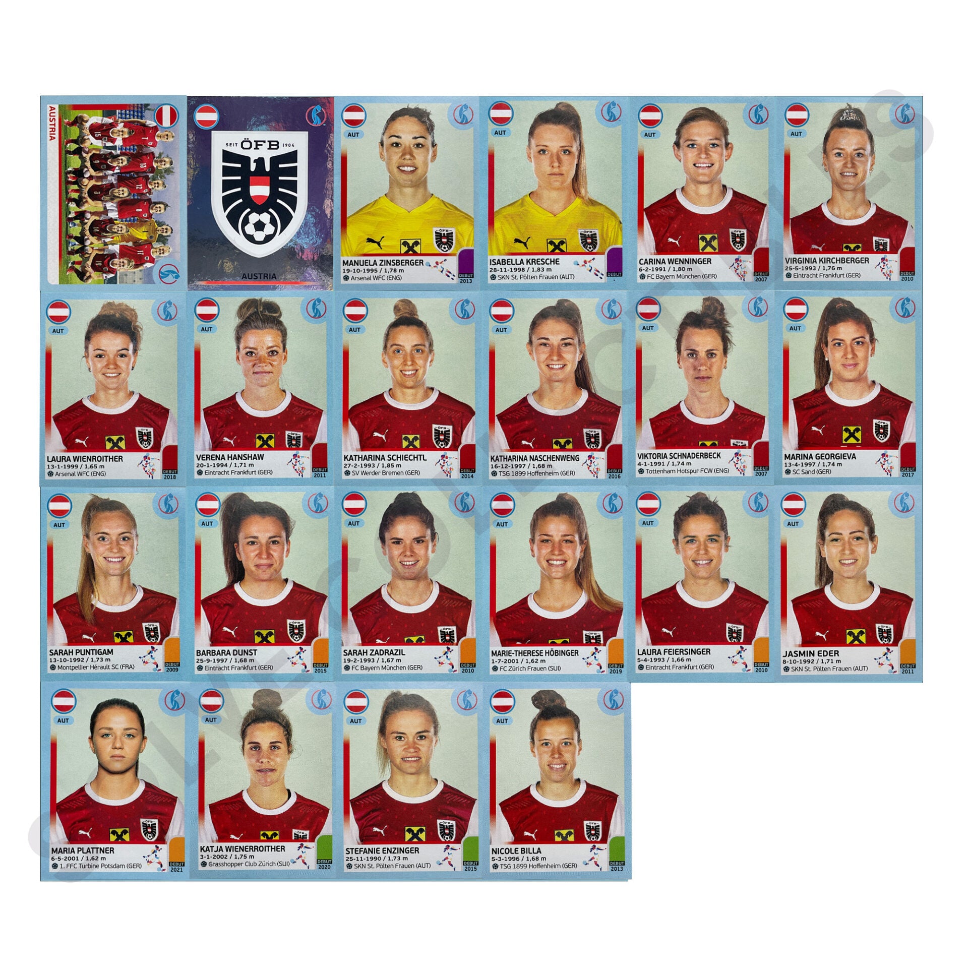 Austria Team Photo Panini Womens Euro 2022 Stickers