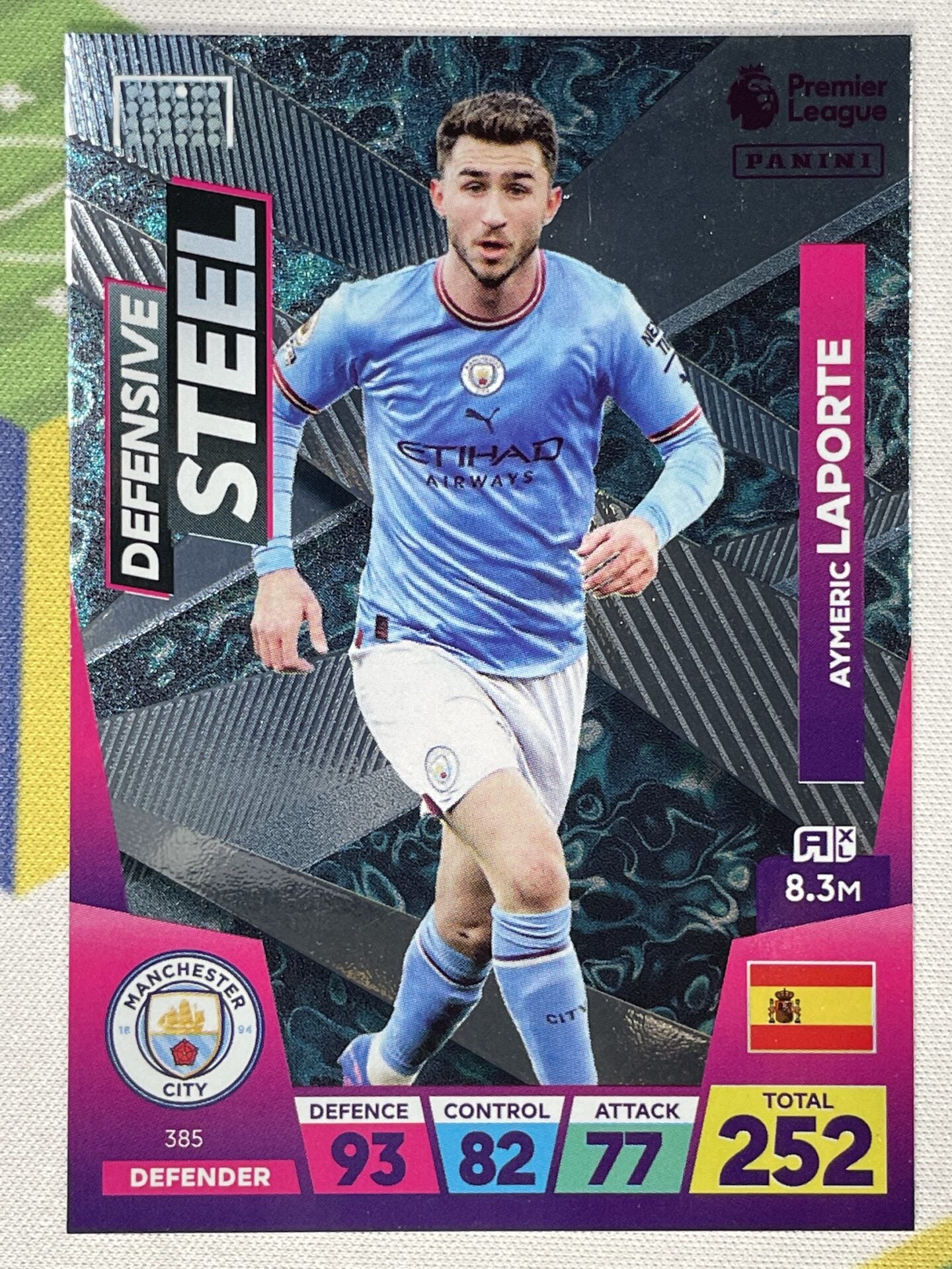 Aymeric Laporte Manchester City Defensive Steel Panini Premier League Adrenalyn XL 2023 Card