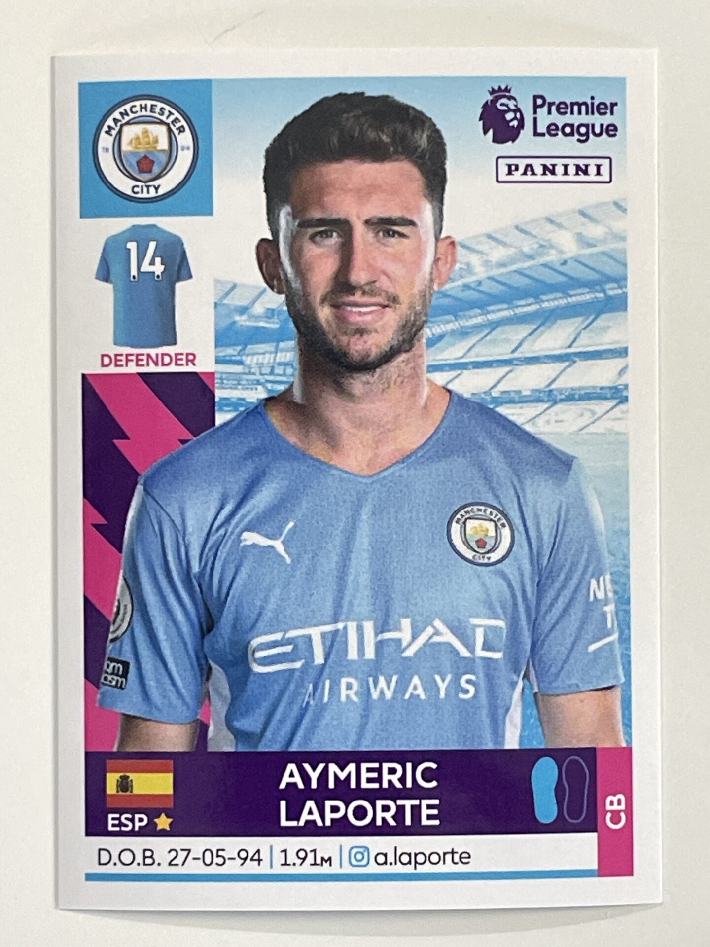 Aymeric Laporte Manchester City Panini Premier League 2022 Football Sticker