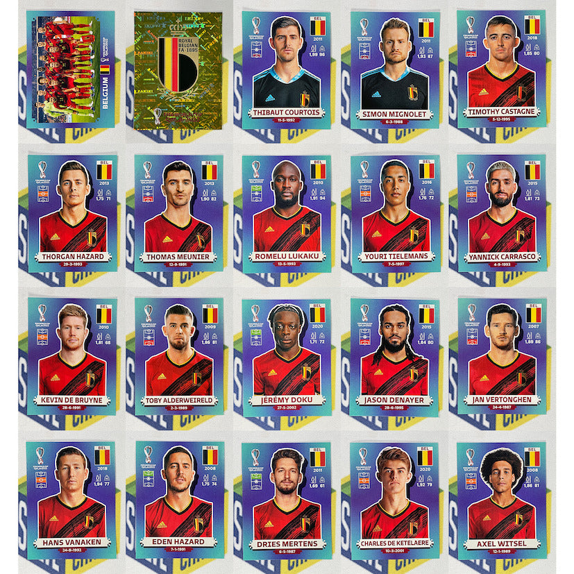 Belgium Team Set Panini World Cup 2022 Qatar Stickers