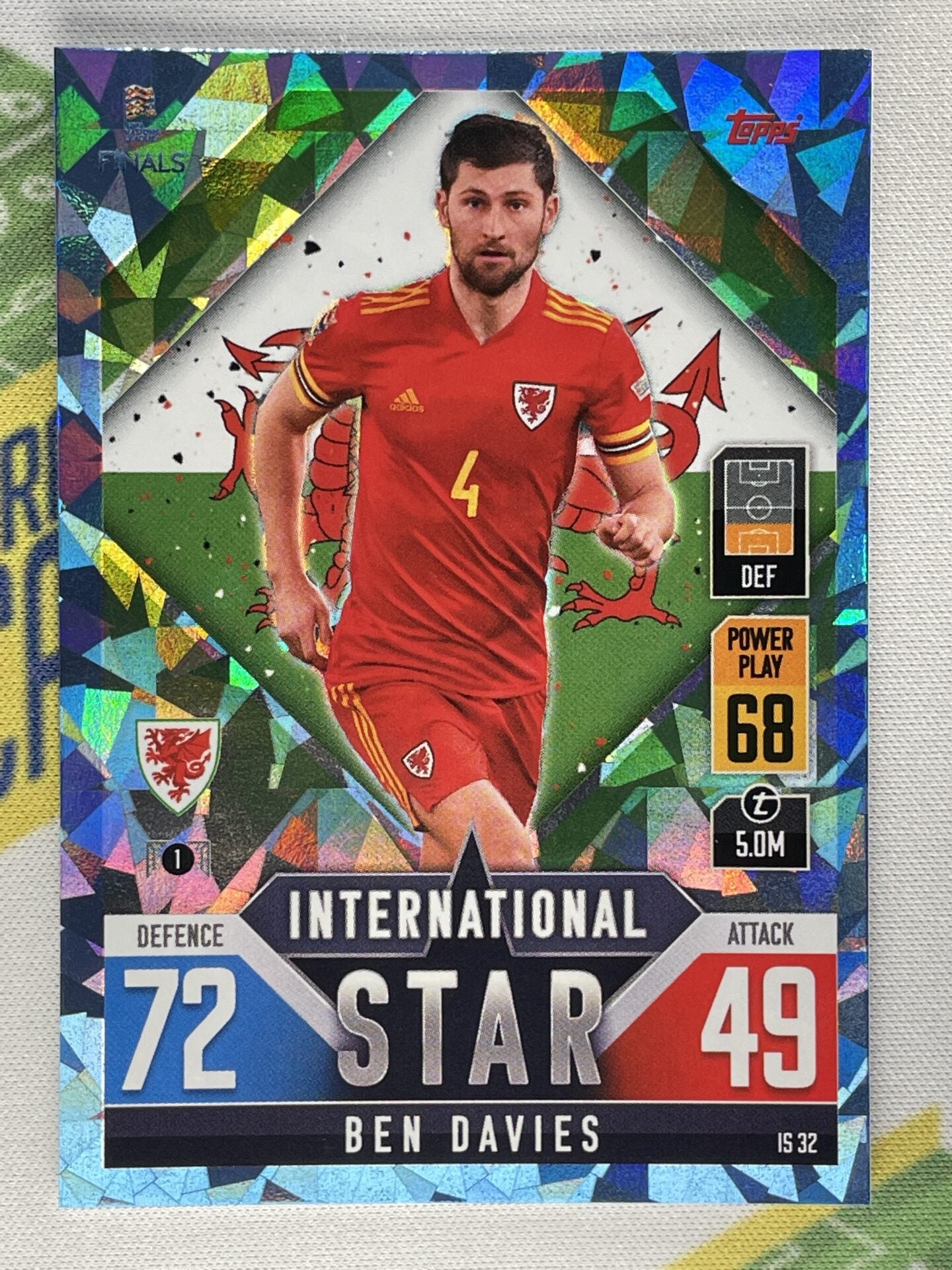 Ben Davies Wales Crystal Foil Parallel Topps Match Attax 101 Road to Nations League 2022 Card