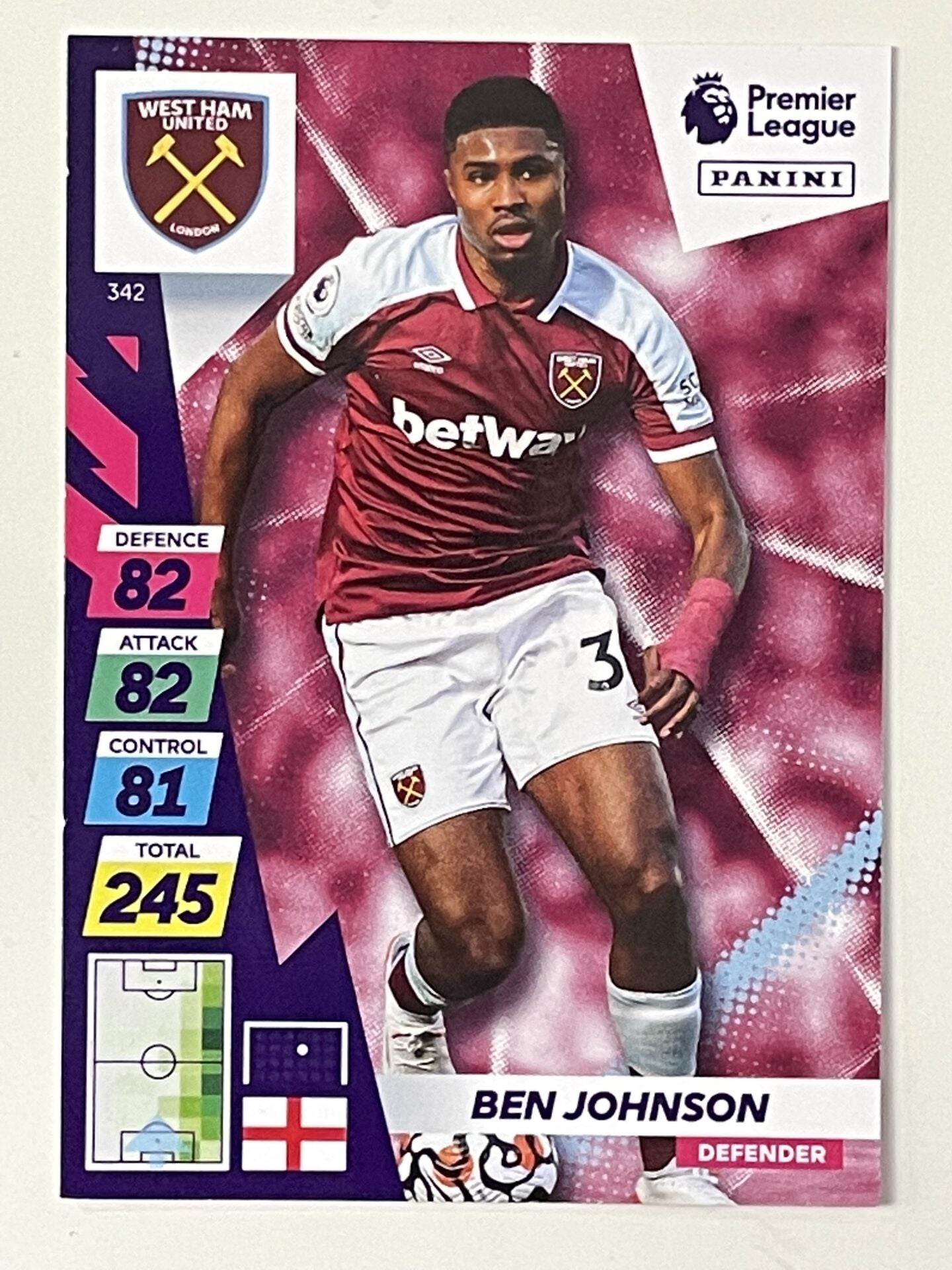 Ben Johnson West Ham Base Panini Adrenalyn XL PLUS Premier League 2021 2022