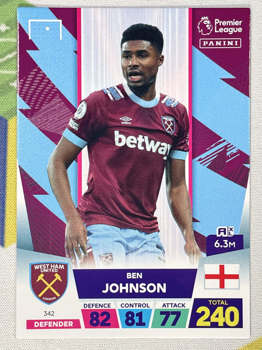 Ben Johnson West Ham Panini Premier League Adrenalyn XL 2023 Card