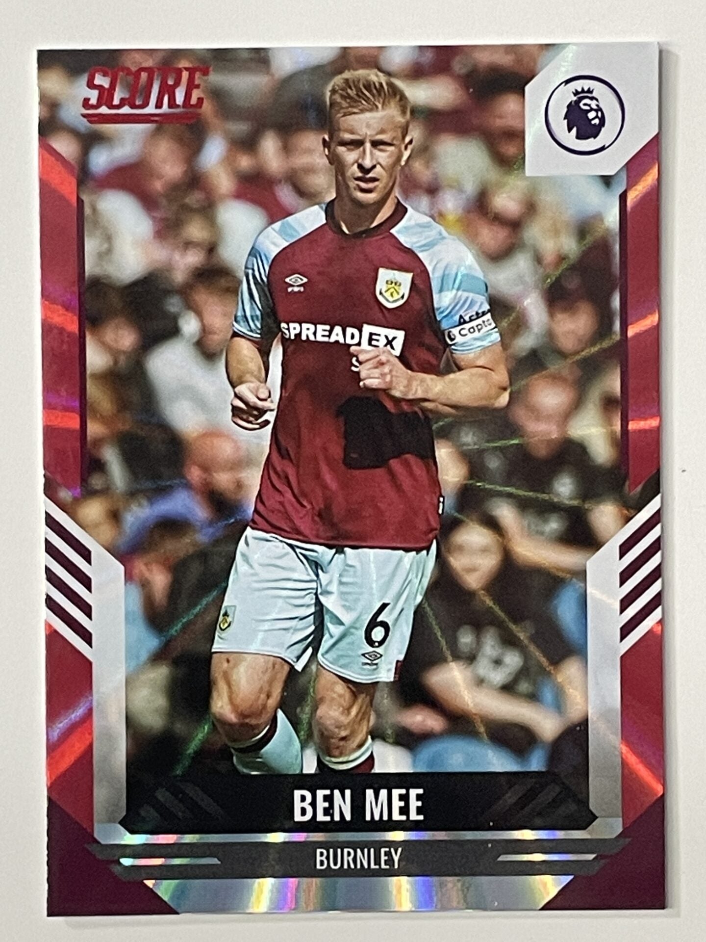 Ben Mee Burnley Base Red Laser Parallel Panini Premier League Score 2021 2022