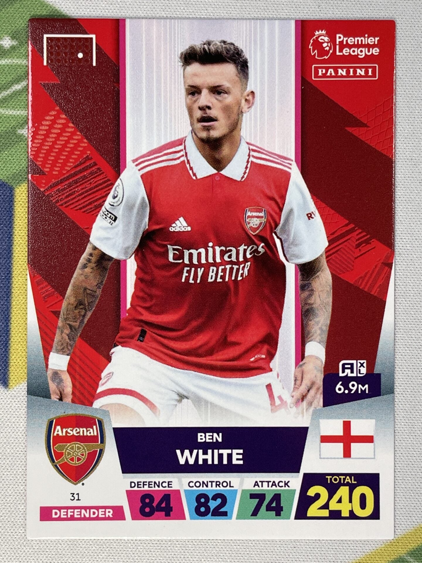 Ben White Arsenal Panini Premier League Adrenalyn XL 2023 Card