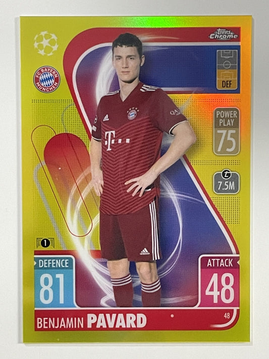 Benjamin Pavard Yellow Parallel Topps Match Attax Chrome 2021 2022