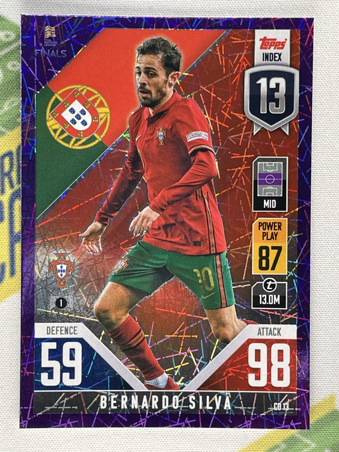 Bernardo Silva Portugal Purple Foil Parallel Topps Match Attax 101 Road to Nations League 2022 Card