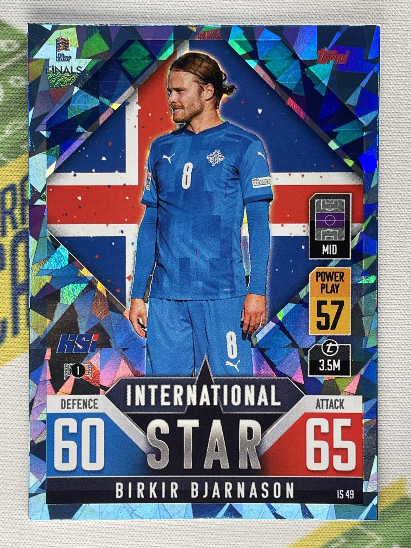 Birkir Bjarnason Iceland Crystal Foil Parallel Topps Match Attax 101 Road to Nations League 2022 Card