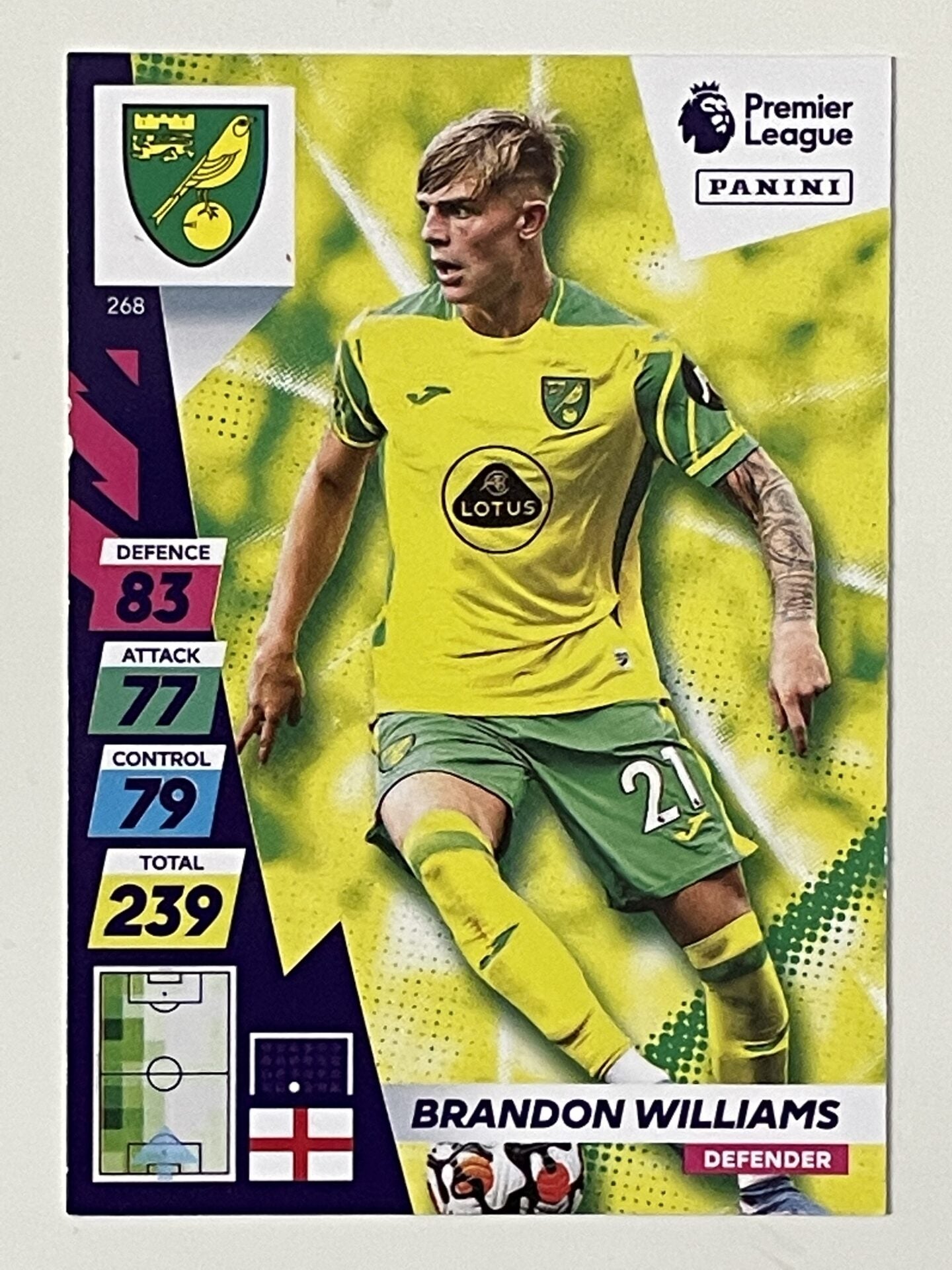 Brandon Williams Norwich City Base Panini Adrenalyn XL PLUS Premier League 2021 2022