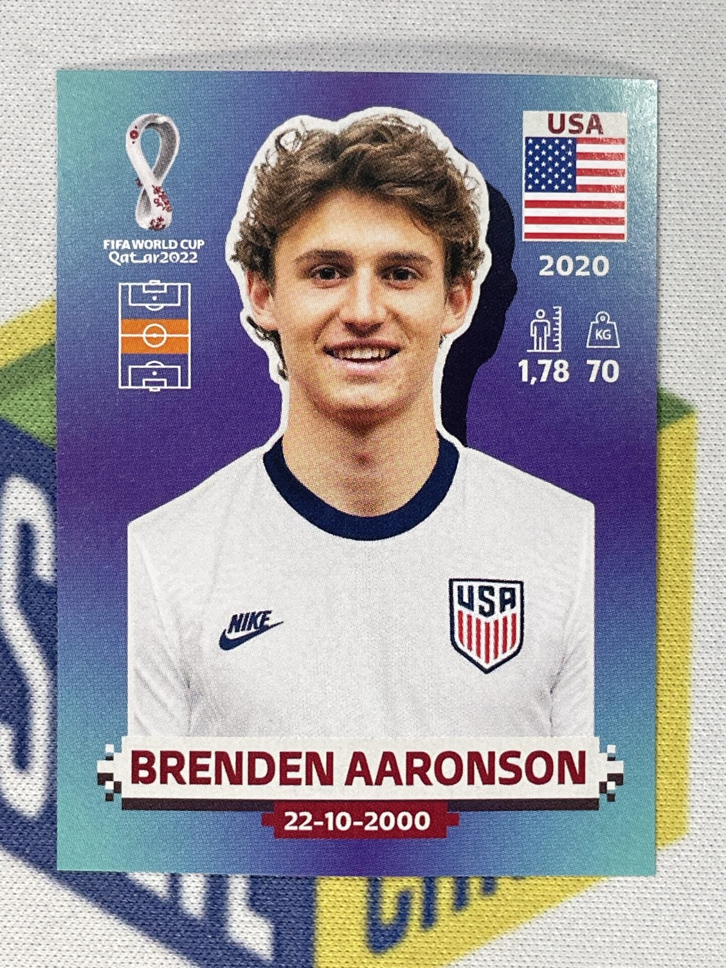 Brenden Aaronson USA Panini World Cup 2022 Qatar Stickers