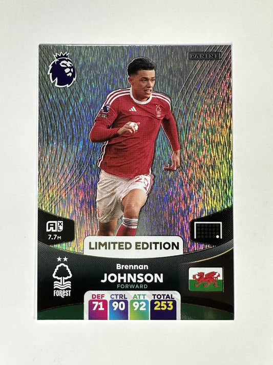 Brennan Johnson Nottingham Forest Limited Edition Panini Premier League Adrenalyn XL 2024 Card