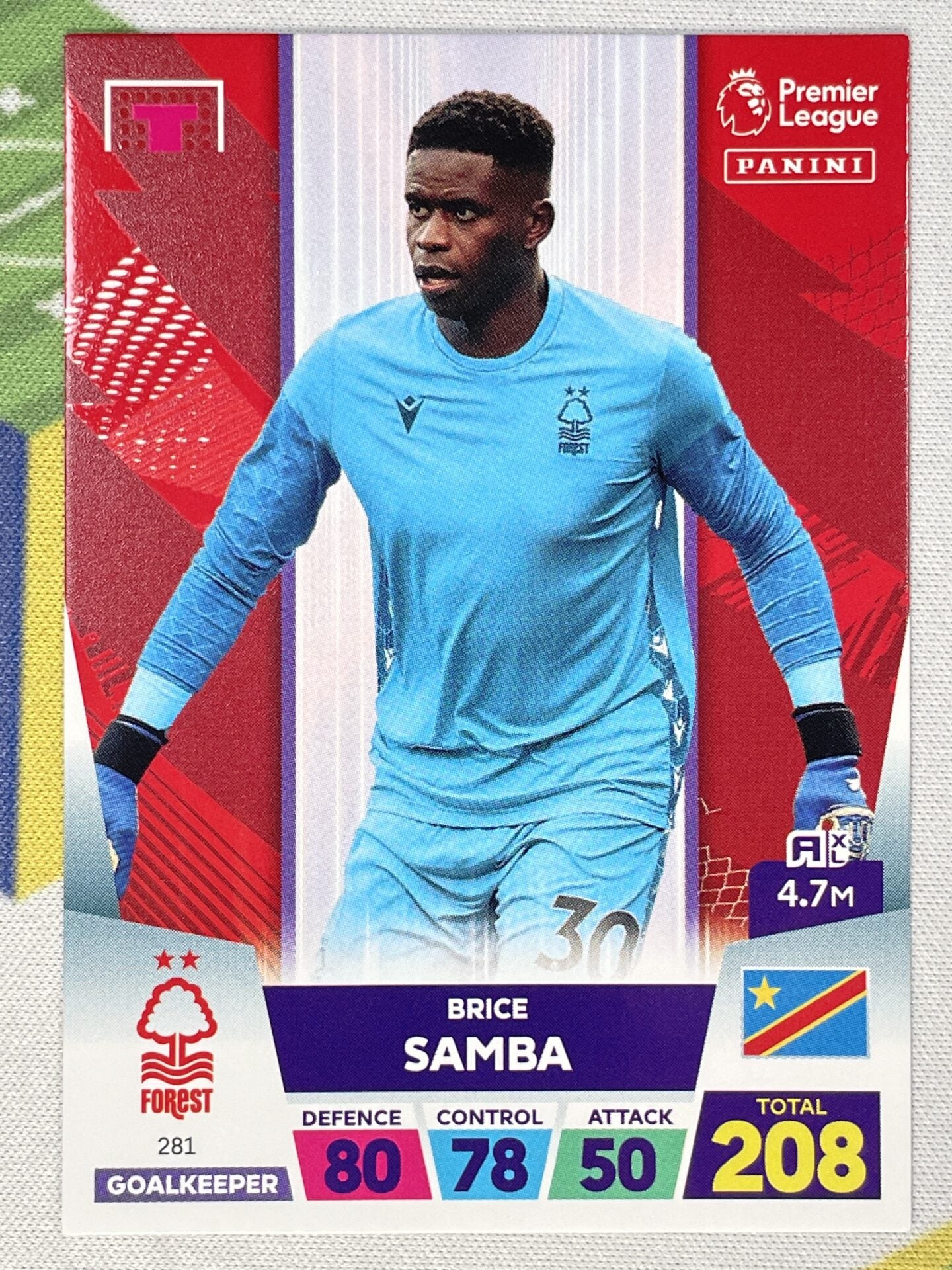 Brice Samba Nottingham Forest Panini Premier League Adrenalyn XL 2023 Card