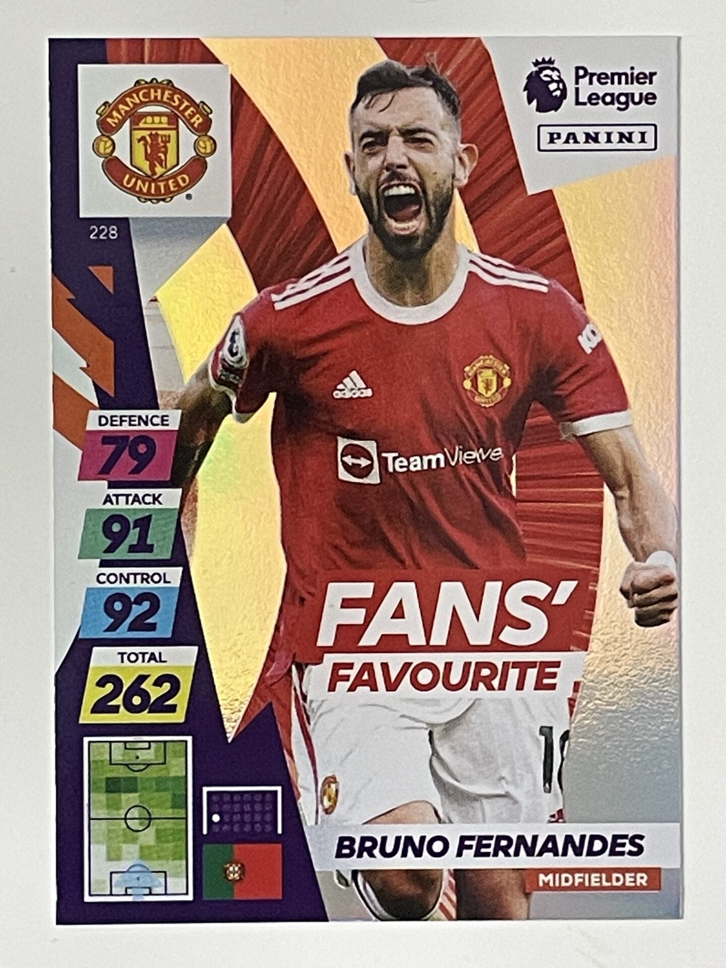 Bruno Fernandes Manchester United Fans Favourite Panini Adrenalyn XL PLUS Premier League 2021 2022