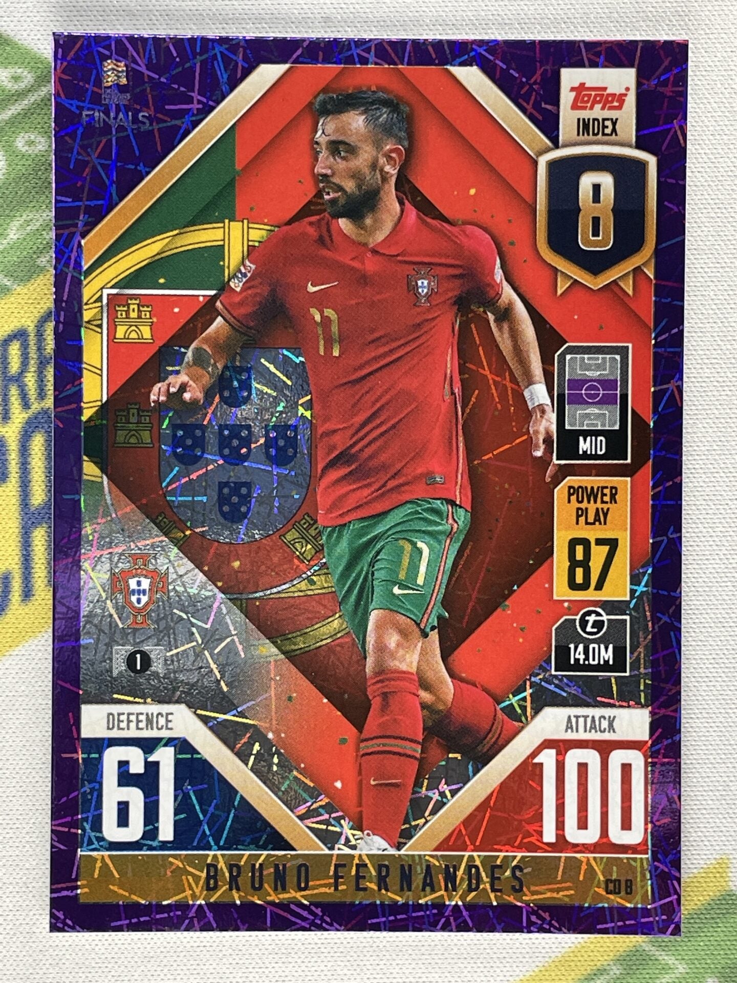 Bruno Fernandes Portugal Purple Foil Parallel Topps Match Attax 101 Road to Nations League 2022 Card