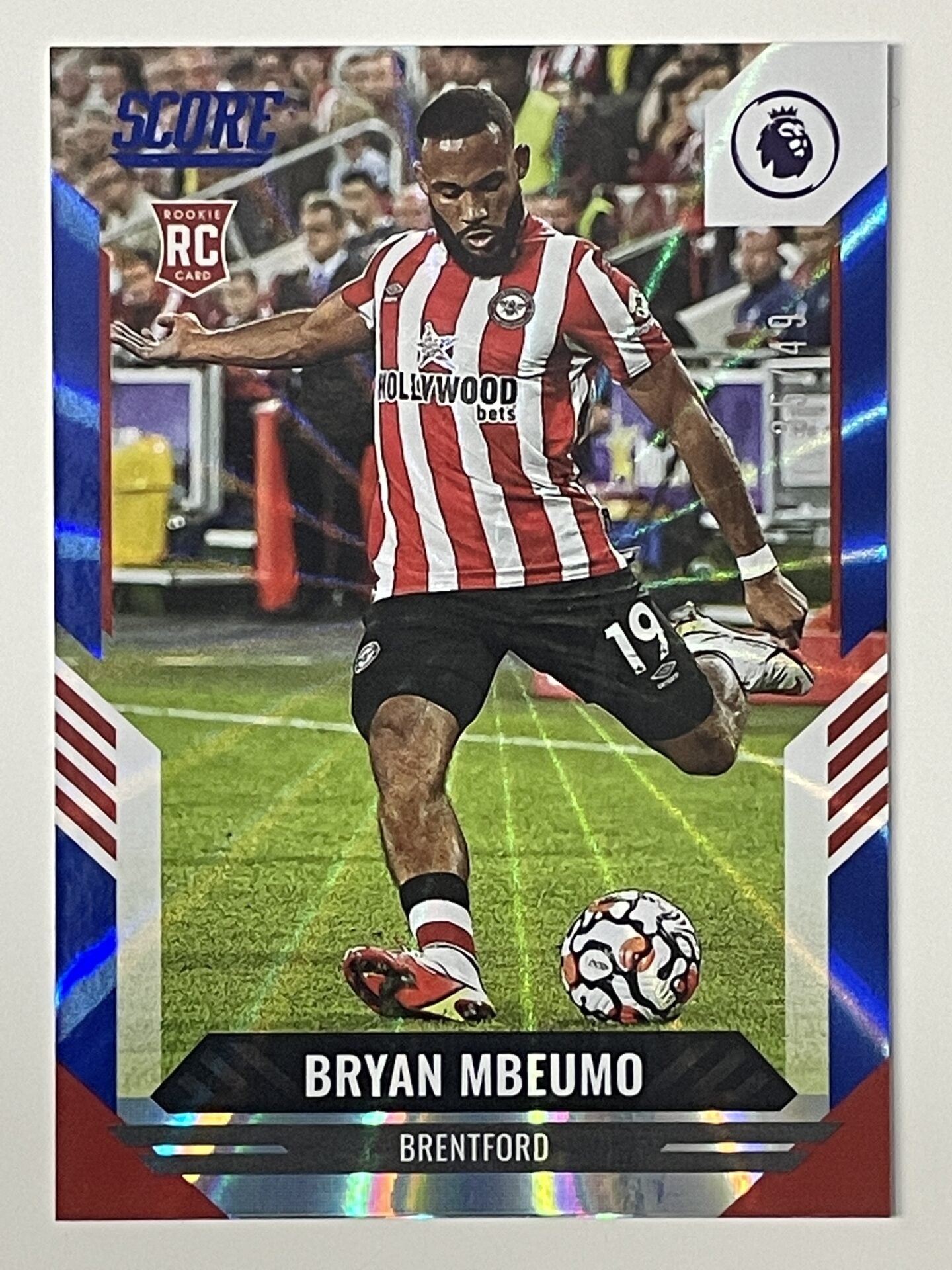 Bryan Mbeumo Brentford Base Blue Laser Parallel Panini Premier League Score 2021 2022